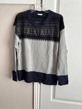 LuLaRoe womens Navy and Light Gray Fair Isle Crewneck Sweater
